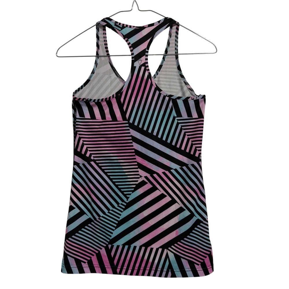 Ivivva Girls Size 14 Racerback Tank Top Pink Blue Black Geometric Striped Active - Picture 6 of 9